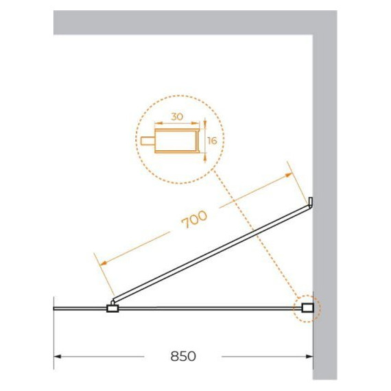 Душевая перегородка Cezares 85 см LIBERTA-L-1-TB-85-C-NERO (стекло 8 мм) черный/прозрачное - фото 5