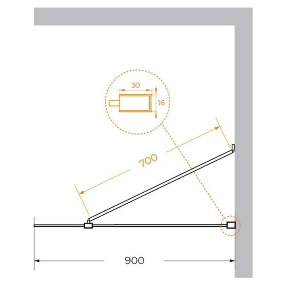 Душевая перегородка Cezares 90 см LIBERTA-L-1-TB-90-C-Cr (стекло 8 мм) хром/прозрачное - фото 7