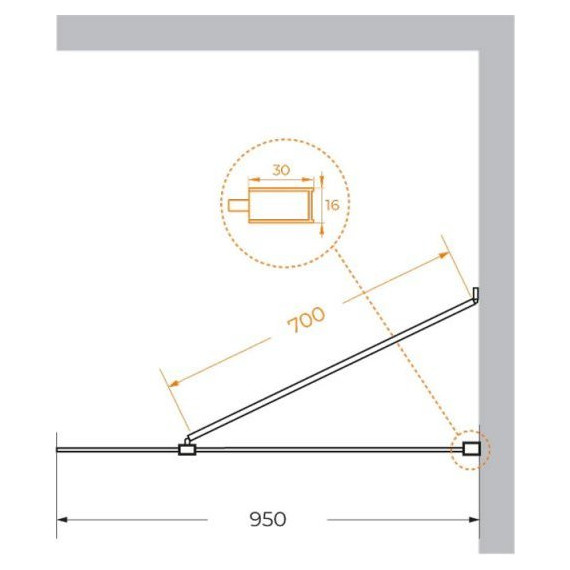 Душевая перегородка Cezares 95 см LIBERTA-L-1-TB-95-C-Cr (стекло 8 мм) хром/прозрачное - фото 7