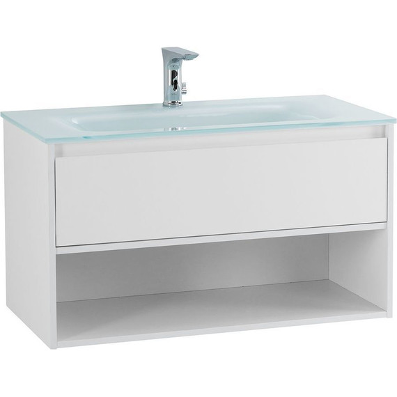 Тумба подвесная с раковиной BelBagno KRAFT-1000-1C-SO-BO 100 см, Bianco Opaco (раковина BB1010/465-LV-VTR-BL) - фото 2