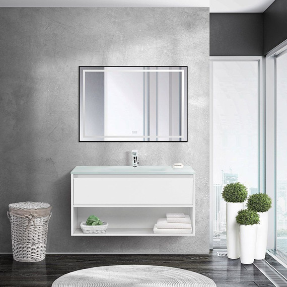 Тумба подвесная с раковиной BelBagno KRAFT-1000-1C-SO-BO 100 см, Bianco Opaco (раковина BB1010/465-LV-VTR-BL) - фото 6