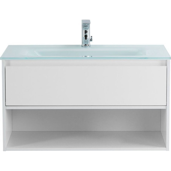 Тумба подвесная с раковиной BelBagno KRAFT-1000-1C-SO-BO 100 см, Bianco Opaco (раковина BB1010/465-LV-VTR-BL) - фото 