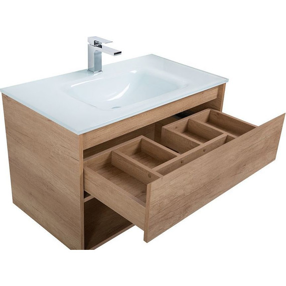 Тумба подвесная с раковиной BelBagno KRAFT-1000-1C-SO-RNN 100 см, Rovere Nebrasca Nature (раковина BB1010/465-LV-VTR-BL) - фото 4