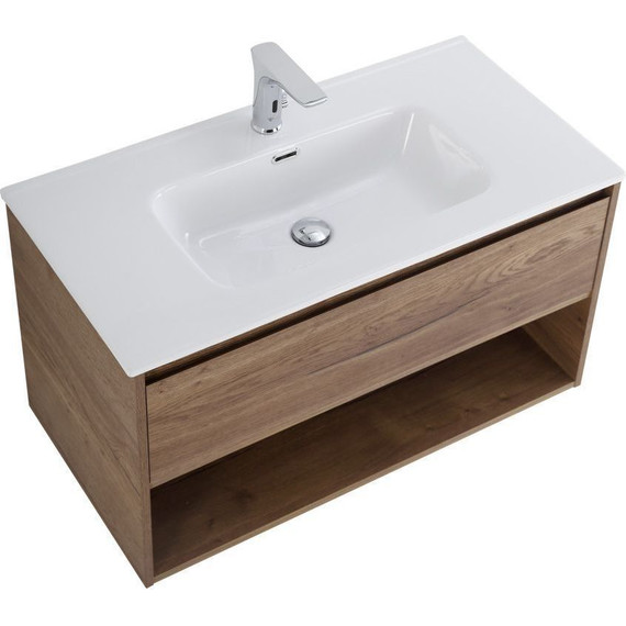 Тумба подвесная с раковиной BelBagno KRAFT-1000-1C-SO-RT 100 см, Rovere Tabacco (раковина BB1000ETL) - фото 5