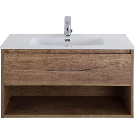 Тумба подвесная с раковиной BelBagno KRAFT-1000-1C-SO-RT 100 см, Rovere Tabacco (раковина BB1000ETL) - фото 