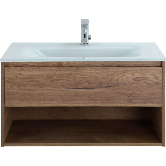 Тумба подвесная с раковиной BelBagno KRAFT-1000-1C-SO-RT 100 см, Rovere Tabacco (раковина BB1010/465-LV-VTR-BL) - фото 