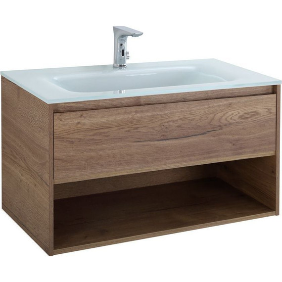 Тумба подвесная с раковиной BelBagno KRAFT-1000-1C-SO-RT 100 см, Rovere Tabacco (раковина BB1010/465-LV-VTR-BL) - фото 2