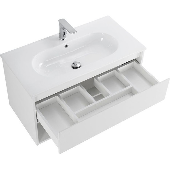 Тумба подвесная с раковиной BelBagno KRAFT-900-1C-SO-BO 90 см, Bianco Opaco (раковина BB900ETL) - фото 4