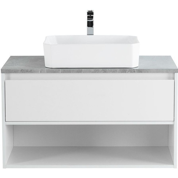 Тумба подвесная со столешницей BelBagno Kraft 90 см KRAFT-900-1C-SO-BO+KEP-80-MGL - фото 