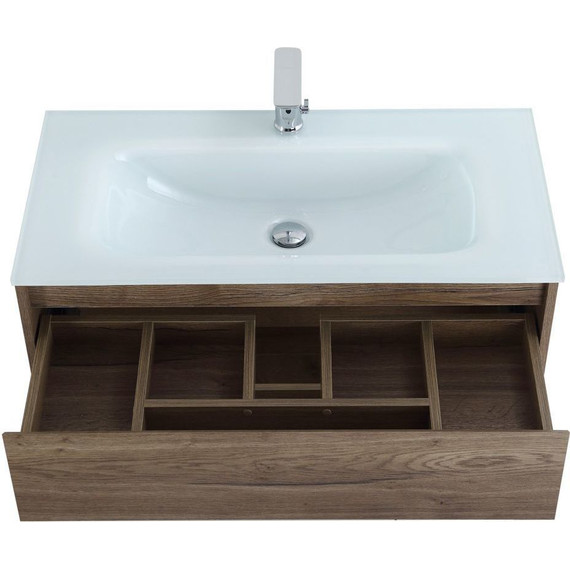 Тумба подвесная с раковиной BelBagno KRAFT-900-1C-SO-RT 90 см, Rovere Tabacco (раковина BB910/465-LV-VTR-BL) - фото 4