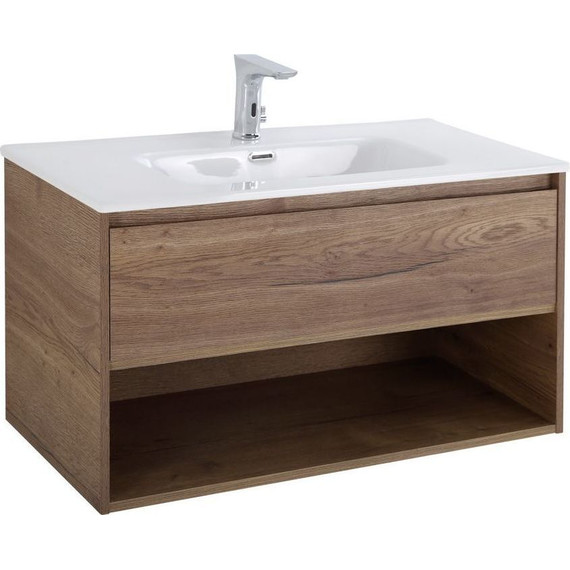 Тумба подвесная с раковиной BelBagno KRAFT-900-1C-SO-RT 90 см, Rovere Tabacco (раковина BB900ETL) - фото 11