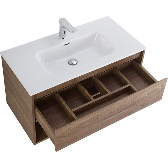 Тумба подвесная с раковиной BelBagno KRAFT-900-1C-SO-RT 90 см, Rovere Tabacco (раковина BB900ETL) - фото 12