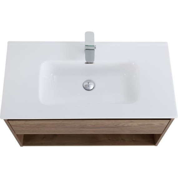 Тумба подвесная с раковиной BelBagno KRAFT-900-1C-SO-RT 90 см, Rovere Tabacco (раковина BB900ETL) - фото 14