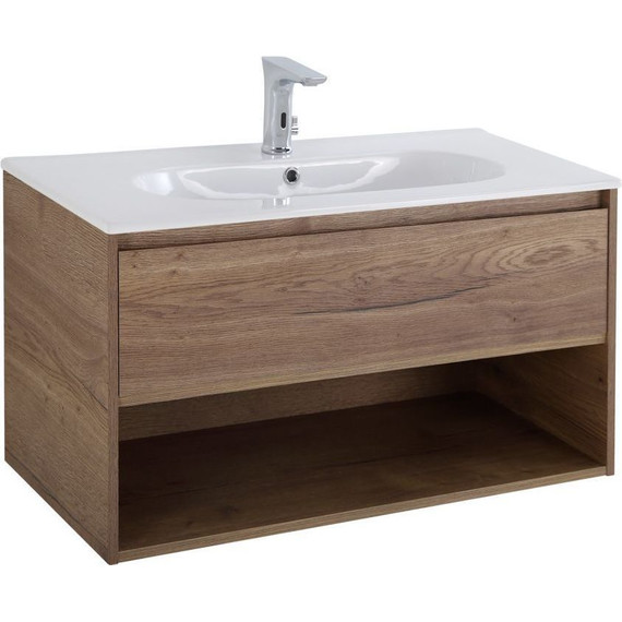 Тумба подвесная с раковиной BelBagno KRAFT-900-1C-SO-RT 90 см, Rovere Tabacco (раковина BB900ETL) - фото 3