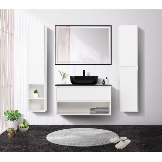 Пенал подвесной BelBagno KRAFT-1600-1A-SC-BO-L 33 см, Bianco Opaco - фото 2