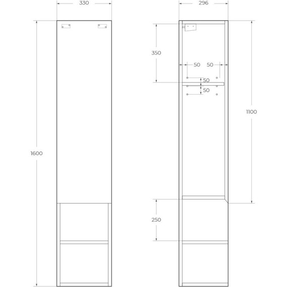 Пенал подвесной BelBagno KRAFT-1600-1A-SC-BO-R 33 см, Bianco Opaco - фото 4