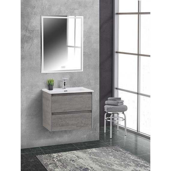 Тумба подвесная с раковиной BelBagno KRAFT 39-600/390-2C-SO-CG 60 см, Cemento Grigio - фото, картинка 2 Тумба подвесная с раковиной BelBagno KRAFT 39-600/390-2C-SO-CG 60 см, Cemento Grigio - фото 2