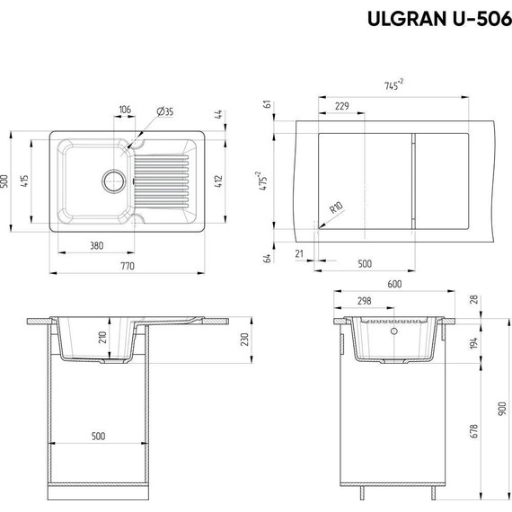 Кухонная мойка Ulgran U-506-307, терракот - фото 2