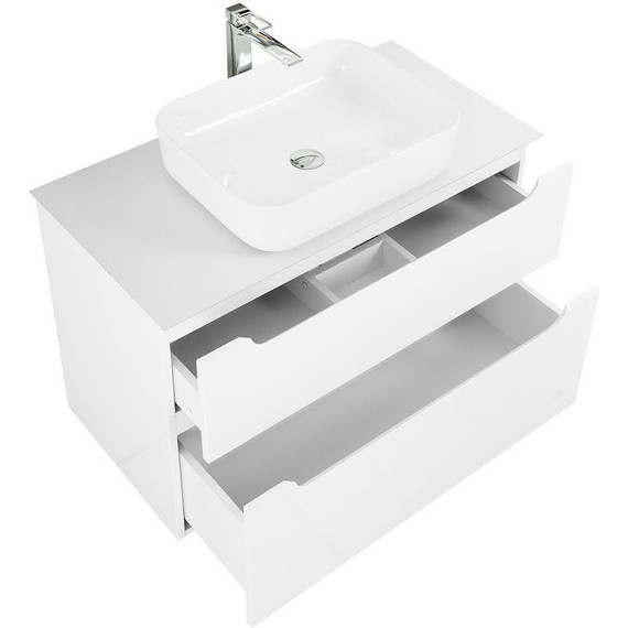 Тумба подвесная со столешницей BelBagno Etna 80 см ETNA-H60-800-2C-SO-BL-P+KEP-80-BO, Цвет фасада: Bianco Lucido - фото 6