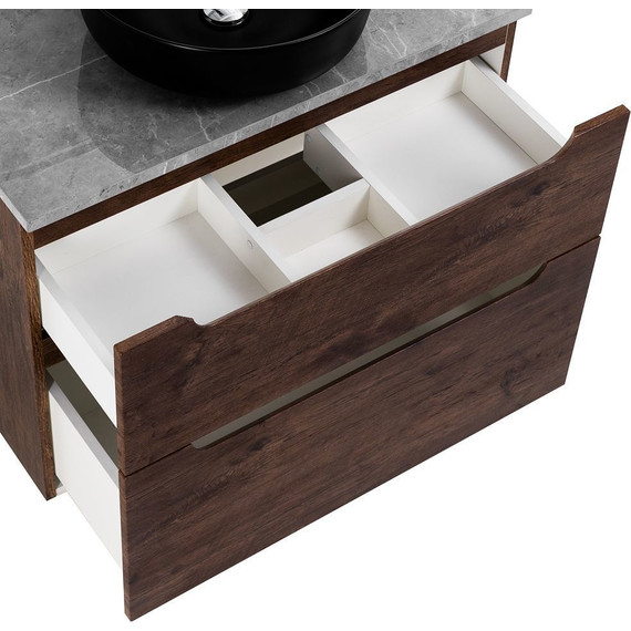 Тумба подвесная со столешницей BelBagno Etna 80 см ETNA-H60-800-2C-SO-RW-P+KEP-80-MGL, Цвет фасада: Rovere Moro - фото 7