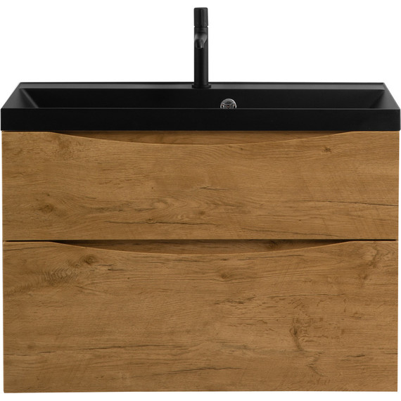 Тумба подвесная с раковиной BelBagno MARINO-H60-800-2C-SO-RN-P 80 см, Rovere Nature (раковина BB800/450-LV-ART-AST-NERO) - фото 