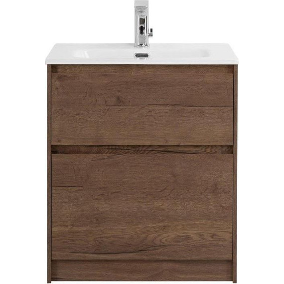 Тумба напольная с раковиной BelBagno KRAFT39-600/390-2C-PIA-RT 60 см, Rovere Tabacco - фото 