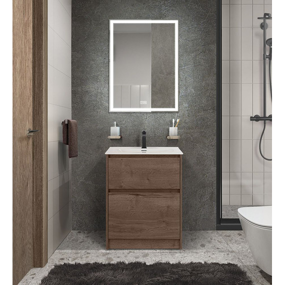 Тумба напольная с раковиной BelBagno KRAFT39-600/390-2C-PIA-RT 60 см, Rovere Tabacco - фото 2