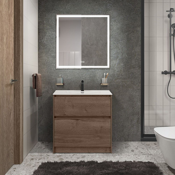 Тумба напольная с раковиной BelBagno KRAFT39-800/390-2C-PIA-RT 80 см, Rovere Tabacco - фото 2
