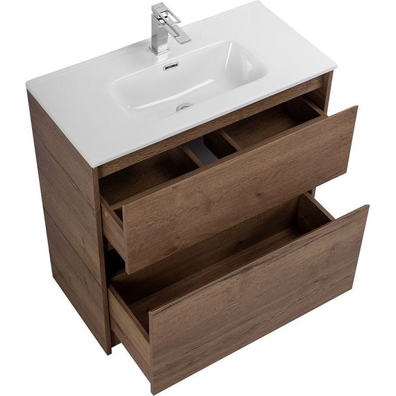 Тумба напольная с раковиной BelBagno KRAFT39-800/390-2C-PIA-RT 80 см, Rovere Tabacco - фото 7