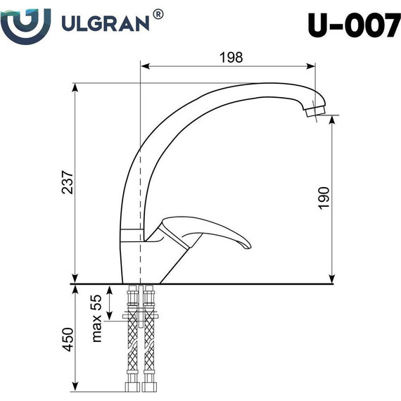 Смеситель для кухни Ulgran U-007-345, шоколад - фото 2