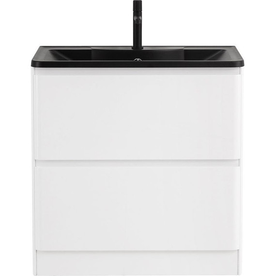 Тумба напольная с раковиной BelBagno ALBANO-1000-2C-PIA-BL 100 см, Bianco Lucido (раковина BB1000/455-LV-ART-ALR-NERO), Цвет фасада: Bianco Lucido Nero - фото 