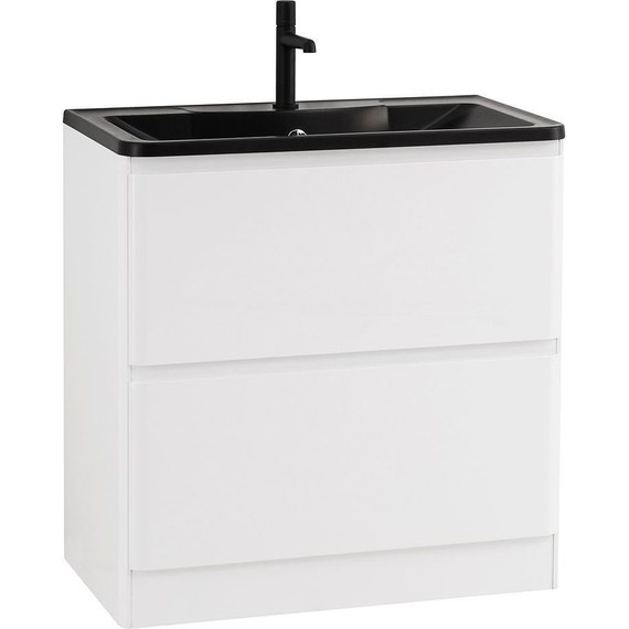 Тумба напольная с раковиной BelBagno ALBANO-1000-2C-PIA-BL 100 см, Bianco Lucido (раковина BB1000/455-LV-ART-ALR-NERO), Цвет фасада: Bianco Lucido Nero - фото 3