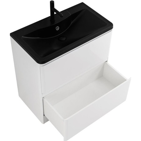 Тумба напольная с раковиной BelBagno ALBANO-1000-2C-PIA-BL 100 см, Bianco Lucido (раковина BB1000/455-LV-ART-ALR-NERO), Цвет фасада: Bianco Lucido Nero - фото 4