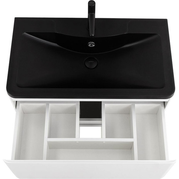 Тумба напольная с раковиной BelBagno ALBANO-1000-2C-PIA-BL 100 см, Bianco Lucido (раковина BB1000/455-LV-ART-ALR-NERO), Цвет фасада: Bianco Lucido Nero - фото 5