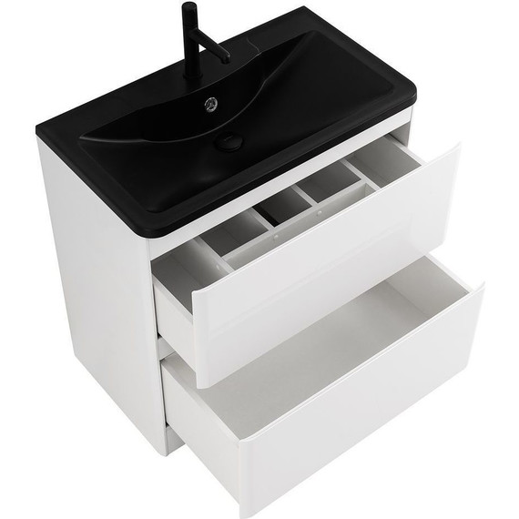 Тумба напольная с раковиной BelBagno ALBANO-1000-2C-PIA-BL 100 см, Bianco Lucido (раковина BB1000/455-LV-ART-ALR-NERO), Цвет фасада: Bianco Lucido Nero - фото 6