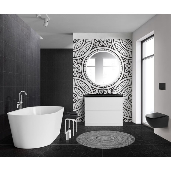 Тумба напольная с раковиной BelBagno ALBANO-1000-2C-PIA-BL 100 см, Bianco Lucido (раковина BB1000/455-LV-ART-ALR-NERO), Цвет фасада: Bianco Lucido Nero - фото 2