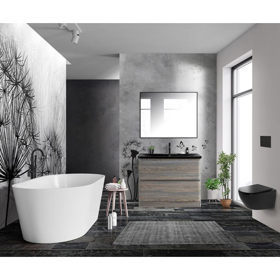 Тумба напольная с раковиной BelBagno ALBANO-1000-2C-PIA-PS 100 см, Pino Scania (раковина BB1000/455-LV-ART-ALR-NERO), Цвет фасада: Pino Scania Nero - фото 2