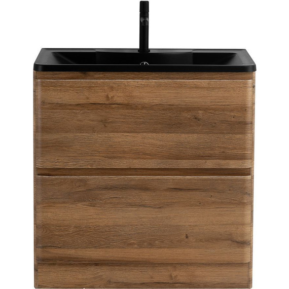 Тумба напольная с раковиной BelBagno ALBANO-1000-2C-PIA-RR 100 см, Rovere Rustico (раковина BB1000/455-LV-ART-ALR-NERO), Цвет фасада: Rovere Rustico Nero - фото 