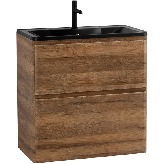 Тумба напольная с раковиной BelBagno ALBANO-1000-2C-PIA-RR 100 см, Rovere Rustico (раковина BB1000/455-LV-ART-ALR-NERO), Цвет фасада: Rovere Rustico Nero - фото 3