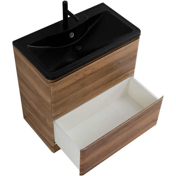 Тумба напольная с раковиной BelBagno ALBANO-1000-2C-PIA-RR 100 см, Rovere Rustico (раковина BB1000/455-LV-ART-ALR-NERO), Цвет фасада: Rovere Rustico Nero - фото 4