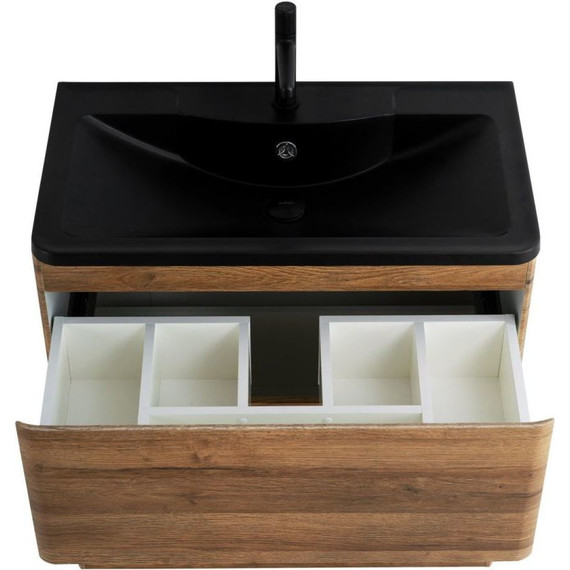 Тумба напольная с раковиной BelBagno ALBANO-1000-2C-PIA-RR 100 см, Rovere Rustico (раковина BB1000/455-LV-ART-ALR-NERO), Цвет фасада: Rovere Rustico Nero - фото 5