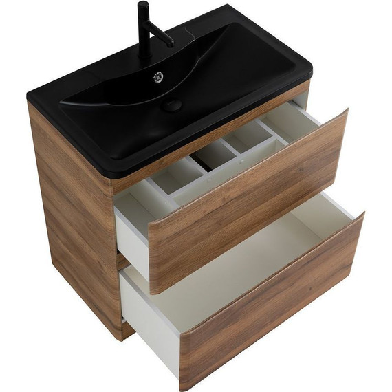 Тумба напольная с раковиной BelBagno ALBANO-1000-2C-PIA-RR 100 см, Rovere Rustico (раковина BB1000/455-LV-ART-ALR-NERO), Цвет фасада: Rovere Rustico Nero - фото 6