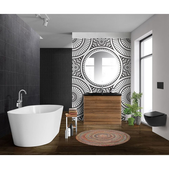 Тумба напольная с раковиной BelBagno ALBANO-1000-2C-PIA-RR 100 см, Rovere Rustico (раковина BB1000/455-LV-ART-ALR-NERO), Цвет фасада: Rovere Rustico Nero - фото 2