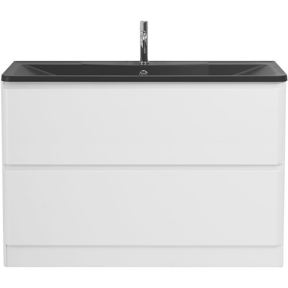 Тумба напольная с раковиной BelBagno ALBANO-1200-2C-PIA-BL 120 см, Bianco Lucido (раковина BB1200/455-LV-ART-ALR-NERO), Цвет фасада: Bianco Lucido Nero - фото 