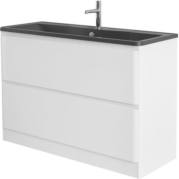 Тумба напольная с раковиной BelBagno ALBANO-1200-2C-PIA-BL 120 см, Bianco Lucido (раковина BB1200/455-LV-ART-ALR-NERO), Цвет фасада: Bianco Lucido Nero - фото 3