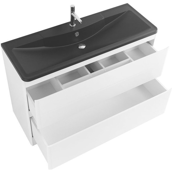 Тумба напольная с раковиной BelBagno ALBANO-1200-2C-PIA-BL 120 см, Bianco Lucido (раковина BB1200/455-LV-ART-ALR-NERO), Цвет фасада: Bianco Lucido Nero - фото 5