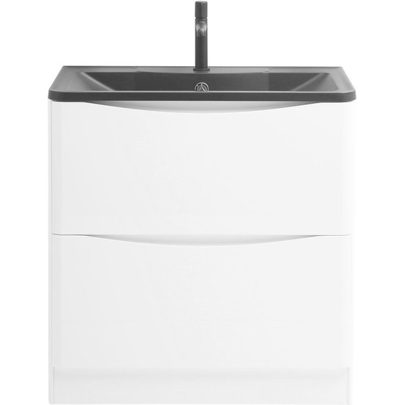 Тумба напольная с раковиной BelBagno ACQUA-1000-2C-PIA-BL 100 см, Bianco Lucido (раковина BB1000/455-LV-ART-ALR-NERO), Цвет фасада: Bianco Lucido Nero - фото 