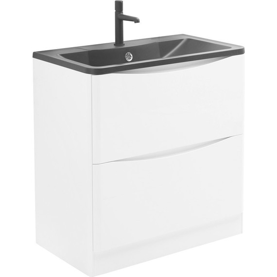 Тумба напольная с раковиной BelBagno ACQUA-1000-2C-PIA-BL 100 см, Bianco Lucido (раковина BB1000/455-LV-ART-ALR-NERO), Цвет фасада: Bianco Lucido Nero - фото 4