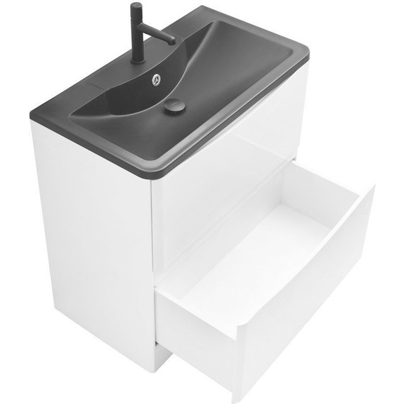 Тумба напольная с раковиной BelBagno ACQUA-1000-2C-PIA-BL 100 см, Bianco Lucido (раковина BB1000/455-LV-ART-ALR-NERO), Цвет фасада: Bianco Lucido Nero - фото 5