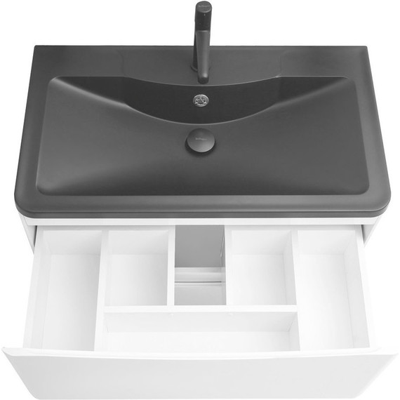 Тумба напольная с раковиной BelBagno ACQUA-1000-2C-PIA-BL 100 см, Bianco Lucido (раковина BB1000/455-LV-ART-ALR-NERO), Цвет фасада: Bianco Lucido Nero - фото 6